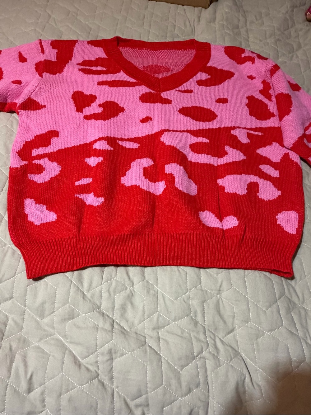Red and pink cheetah sweater 2X